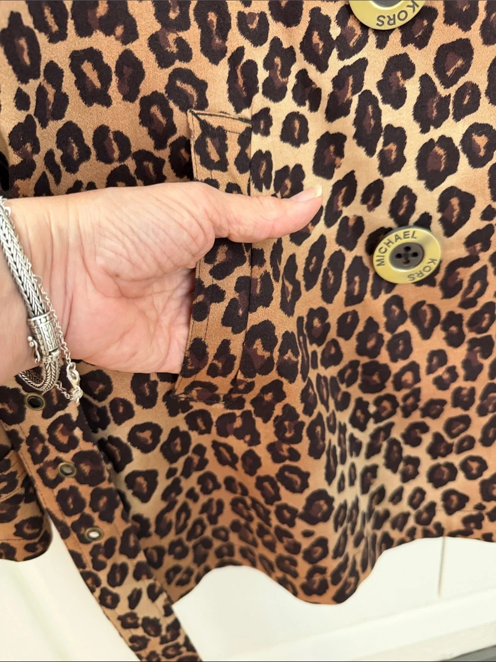 Michael Kors Leopard Print Double-Breasted Trench Coat - Brown/Tan